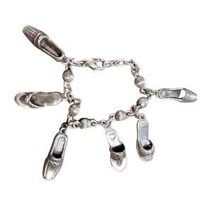 Vintage Brighton "Love Shoes" Bracelet Silver Plated Charm Shoe Lover